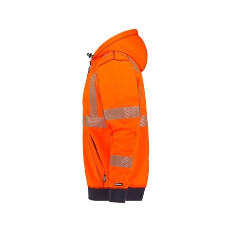 Sweat à capuche haute visibilité classe 2 et 3 zippé Orange fluo/marine – Dassy Evans