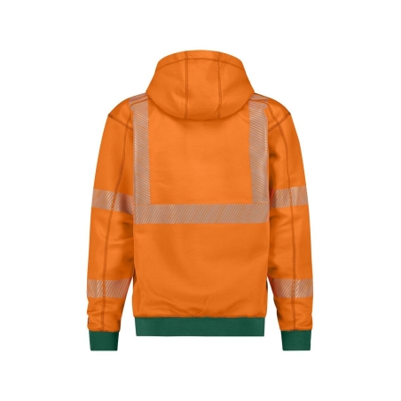 Sweat à capuche haute visibilité classe 2 et 3 zippé Orange fluo/vert bouteille – Dassy Evans