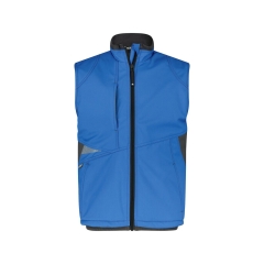 Gilet hiver softshell triple couche stretch multipoches Bleu azur/gris anthracite – Dassy Fusion