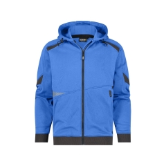 Sweat à capuche de travail coton zippé avec détails réfléchissants Bleu azur/gris anthracite – Dassy Lunax