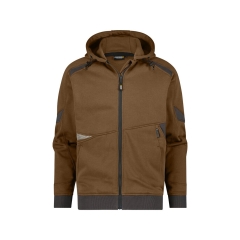 Sweat à capuche de travail coton zippé avec détails réfléchissants Camel/gris anthracite – Dassy Lunax