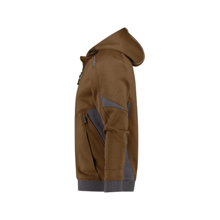 Sweat à capuche de travail coton zippé avec détails réfléchissants Camel/gris anthracite – Dassy Lunax
