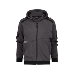 Sweat à capuche de travail coton zippé avec détails réfléchissants Gris anthracite/noir – Dassy Lunax