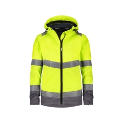 Veste softshell haute visibilité triple couche capuche amovible Jaune/gris – Dassy Malaga Women
