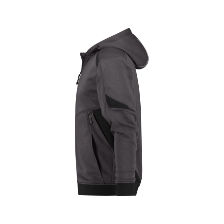 Sweat à capuche de travail coton zippé avec détails réfléchissants Gris anthracite/noir – Dassy Lunax