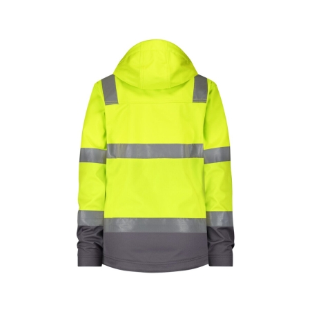 Veste softshell haute visibilité triple couche capuche amovible Jaune/gris – Dassy Malaga Women