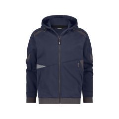 Sweat à capuche de travail coton zippé avec détails réfléchissants Bleu nuit/gris anthracite – Dassy Lunax