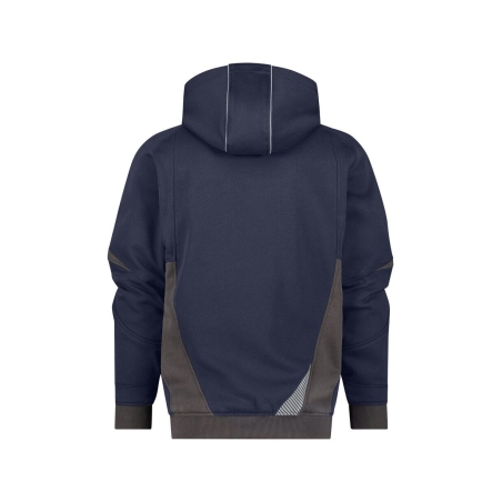 Sweat à capuche de travail coton zippé avec détails réfléchissants Bleu nuit/gris anthracite – Dassy Lunax
