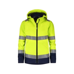 Veste softshell haute visibilité triple couche capuche amovible Jaune/marine – Dassy Malaga Women