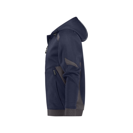 Sweat à capuche de travail coton zippé avec détails réfléchissants Bleu nuit/gris anthracite – Dassy Lunax