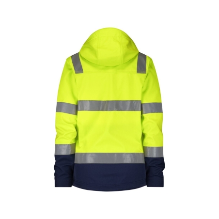 Veste softshell haute visibilité triple couche capuche amovible Jaune/marine – Dassy Malaga Women