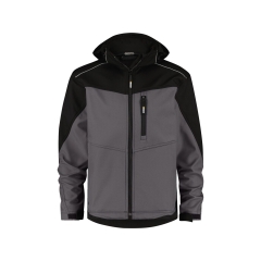 Veste softshell triple couche bicolore avec capuche amovible Gris ciment/noir – Dassy Jakarta