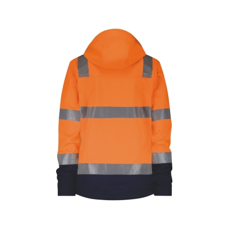 Veste softshell haute visibilité triple couche capuche amovible Orange/marine – Dassy Malaga Women