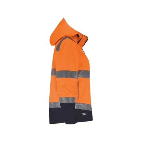 Veste softshell haute visibilité triple couche capuche amovible Orange/marine – Dassy Malaga Women
