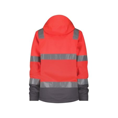 Veste softshell haute visibilité triple couche capuche amovible Rouge/gris – Dassy Malaga Women