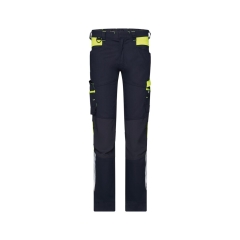 Pantalon de travail stretch multipoches adjusted fit Bleu nuit/jaune fluo coupe longue – Dassy Hong Kong