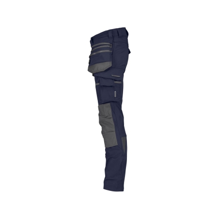 Pantalon de travail stretch multipoches slim fit 4-way Bleu nuit/gris anthracite coupe longue – Dassy Matrix