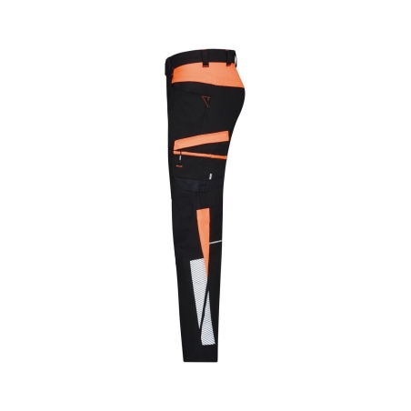 Pantalon de travail stretch 4 voies multipoches ajusté Noir/orange coupe longue – Dassy Hong Kong