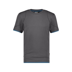 T-shirt de travail manches courtes col rond stretch coton Gris anthracite/bleu azur – Dassy Kinetic