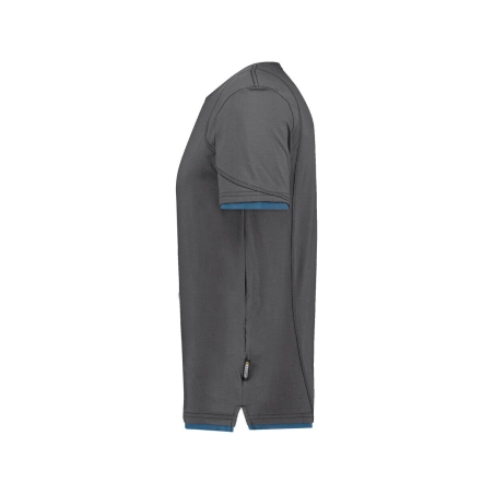 T-shirt de travail manches courtes col rond stretch coton Gris anthracite/bleu azur – Dassy Kinetic
