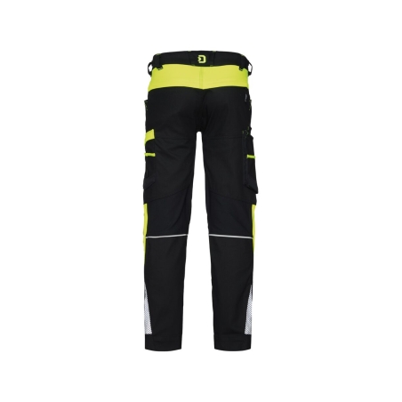 Pantalon de travail stretch multipoches adjusted fit Noir/jaune fluo coupe courte – Dassy Hong Kong