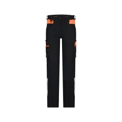 Pantalon de travail stretch 4 voies multipoches ajusté Noir/orange coupe courte – Dassy Hong Kong