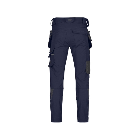 Pantalon de travail stretch multipoches slim fit 4-way Bleu nuit/gris anthracite coupe courte – Dassy Matrix