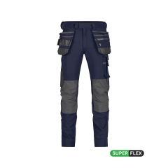 Pantalon de travail stretch multipoches slim fit 4-way Bleu nuit/gris anthracite – Dassy Matrix