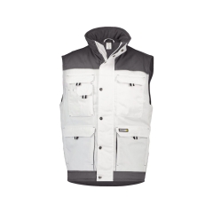 Gilet hiver bicolore multipoches doublure polaire Blanc/gris ciment – Dassy Hulst