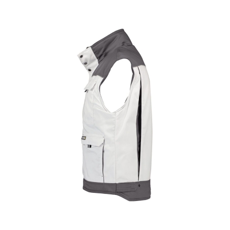 Gilet hiver bicolore multipoches doublure polaire Blanc/gris ciment – Dassy Hulst