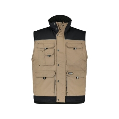 Gilet hiver bicolore multipoches doublure polaire Beige/noir – Dassy Hulst