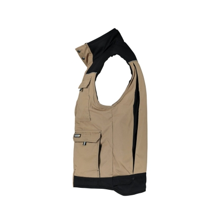 Gilet hiver bicolore multipoches doublure polaire Beige/noir – Dassy Hulst