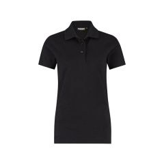 Polo de travail femme manches courtes coton piqué coupe cintrée Noir – Dassy Leon Women