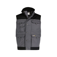 Gilet hiver bicolore multipoches doublure polaire Gris ciment/noir – Dassy Hulst