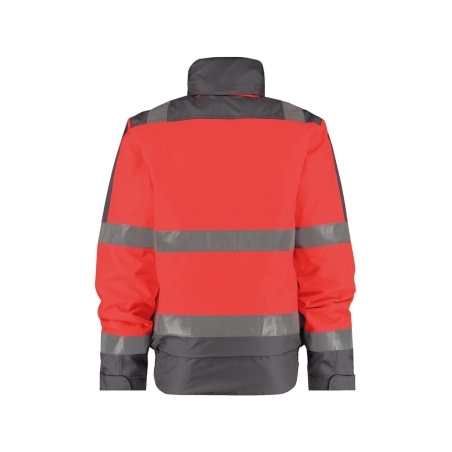 Veste hiver haute visibilité imperméable classe 3 matelassée Rouge fluo/gris ciment – Dassy Lima