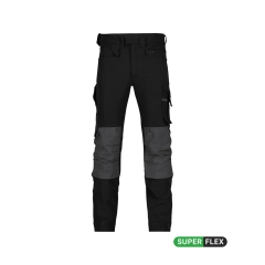 Pantalon de travail stretch multipoches slim fit genouillères Noir/gris anthracite coupe longue – Dassy Impax