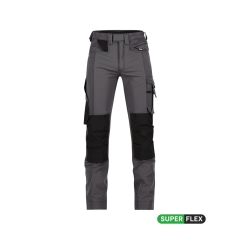 Pantalon de travail stretch multipoches slim fit genouillères Gris anthracite/noir coupe courte – Dassy Impax