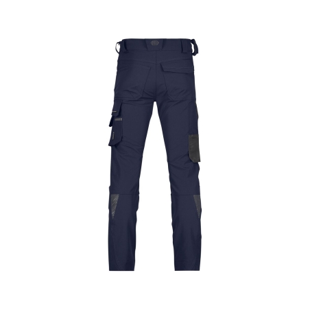 Pantalon de travail stretch multipoches slim fit genouillères Bleu nuit/gris anthracite coupe courte – Dassy Impax