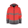 Veste softshell haute visibilité triple couche capuche amovible Rouge fluo/gris ciment – Dassy Malaga