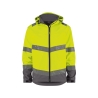 Veste softshell haute visibilité triple couche capuche amovible Jaune fluo/gris ciment – Dassy Malaga