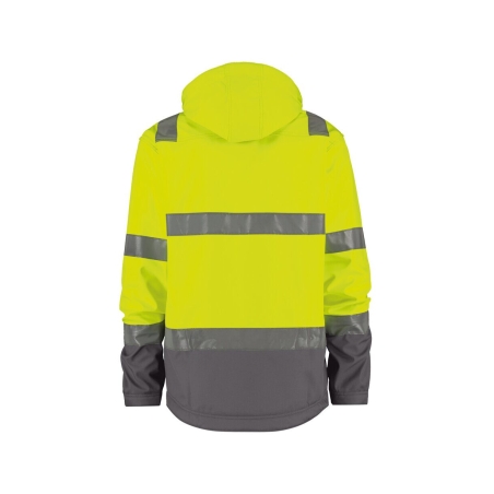 Veste softshell haute visibilité triple couche capuche amovible Jaune fluo/gris ciment – Dassy Malaga