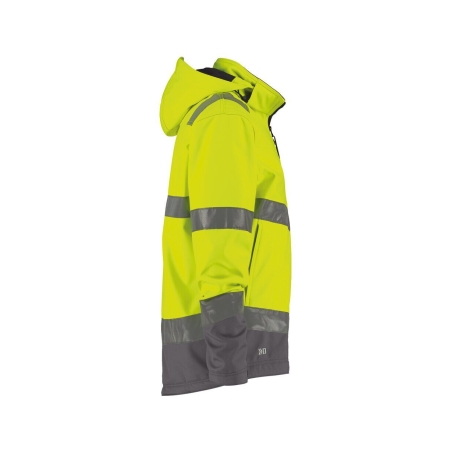 Veste softshell haute visibilité triple couche capuche amovible Jaune fluo/gris ciment – Dassy Malaga