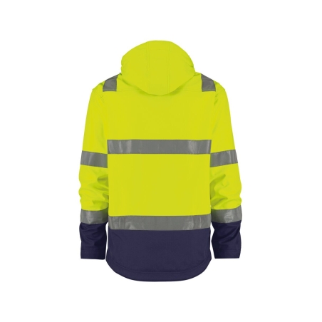 Veste softshell haute visibilité triple couche capuche amovible Jaune fluo/marine – Dassy Malaga