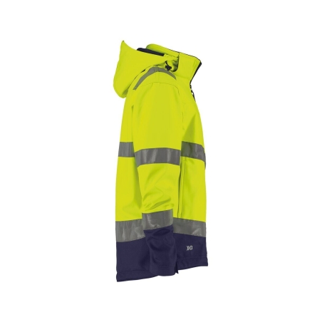 Veste softshell haute visibilité triple couche capuche amovible Jaune fluo/marine – Dassy Malaga