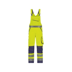 Cotte à bretelles haute visibilité multipoches Cordura Jaune fluo/marine coupe longue – Dassy Malmedy