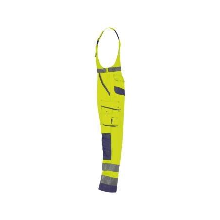 Cotte à bretelles haute visibilité multipoches Cordura Jaune fluo/marine coupe longue – Dassy Malmedy