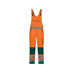 Cotte à bretelles haute visibilité multipoches Cordura Orange fluo/vert coupe longue – Dassy Malmedy