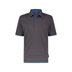 Polo de travail manches courtes coton piqué 220 g/m² Gris anthracite/bleu azur – Dassy Orbital