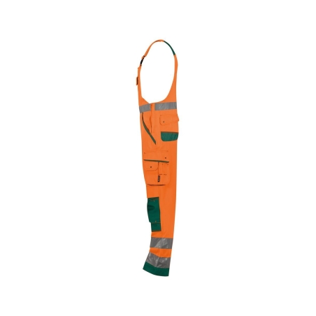 Cotte à bretelles haute visibilité multipoches Cordura Orange fluo/vert coupe longue – Dassy Malmedy