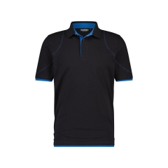 Polo de travail manches courtes coton piqué 220 g/m² Noir/bleu azur – Dassy Orbital